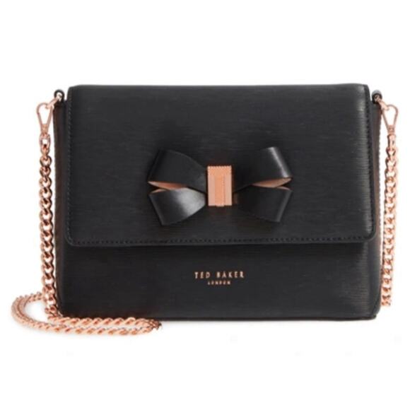 Ted Baker Bowii Bow black leather crossbody chain bagNWOT www.zoplus.in